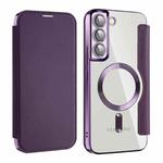 For Samsung Galaxy S22+ 5G MagSafe Magnetic RFID Anti-theft Leather Phone Case(Purple)