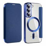 For Samsung Galaxy S22 5G MagSafe Magnetic RFID Anti-theft Leather Phone Case(Dark Blue)