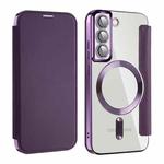 For Samsung Galaxy S22 5G MagSafe Magnetic RFID Anti-theft Leather Phone Case(Purple)