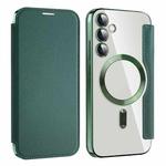 For Samsung Galaxy S23 FE 5G Shield MagSafe RFID Anti-theft Leather Phone Case(Green)