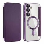 For Samsung Galaxy A35 5G Shield MagSafe RFID Anti-theft Leather Phone Case(Purple)