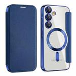 For Samsung Galaxy A55 5G MagSafe Magnetic RFID Anti-theft Leather Phone Case(Dark Blue)