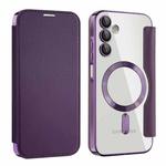 For Samsung Galaxy A15 MagSafe Magnetic RFID Anti-theft Leather Phone Case(Purple)