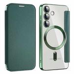 For Samsung Galaxy S25+ 5G Shield MagSafe RFID Anti-theft Leather Phone Case(Green)