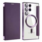 For Samsung Galaxy S25 Ultra 5G Shield MagSafe RFID Anti-theft Leather Phone Case(Purple)