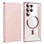 For Samsung Galaxy S25 Ultra 5G Shield MagSafe RFID Anti-theft Leather Phone Case(Pink)