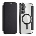 For Samsung Galaxy A56 5G Shield MagSafe RFID Anti-theft Leather Phone Case(Black)