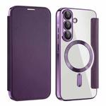 For Samsung Galaxy A56 5G Shield MagSafe RFID Anti-theft Leather Phone Case(Purple)