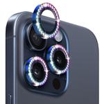 For iPhone 15 Pro / 15 Pro Max NORTHJO Camera Lens Protector Tempered Glass Metal Rhinestone Ring Film(Colorful)
