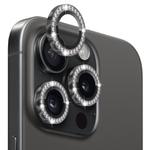For iPhone 15 Pro / 15 Pro Max NORTHJO Camera Lens Protector Tempered Glass Metal Rhinestone Ring Film(Graphite)