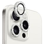 For iPhone 15 Pro / 15 Pro Max NORTHJO Camera Lens Protector Tempered Glass Bling Glitter Metal Ring Film(Silver)