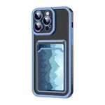 For iPhone 15 Plus Electroplating Frame Card Slot Phone Case(Blue)