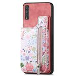 For vivo Y20 Retro Painted Zipper Wallet Back Phone Case(Pink)