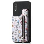 For vivo Y70s Retro Painted Zipper Wallet Back Phone Case(Black)