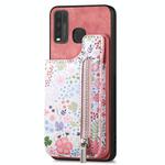 For vivo Y50 Retro Painted Zipper Wallet Back Phone Case(Pink)