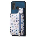 For vivo Y50 Retro Painted Zipper Wallet Back Phone Case(Blue)