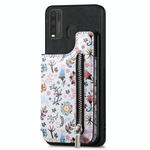 For vivo Y50 Retro Painted Zipper Wallet Back Phone Case(Black)