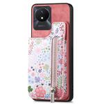 For vivo Y02 Retro Painted Zipper Wallet Back Phone Case(Pink)