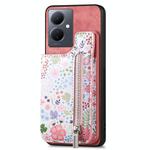 For vivo Y78 Retro Painted Zipper Wallet Back Phone Case(Pink)