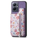 For vivo Y78 Retro Painted Zipper Wallet Back Phone Case(Purple)