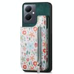 For vivo Y78 Retro Painted Zipper Wallet Back Phone Case(Green)