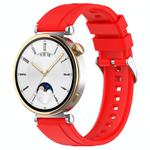 For Huawei Watch GT4 41mm Official Steps Style Silver Buckle Silicone Watch Band(Red)