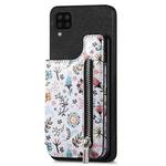 For Samsung Galaxy M32 4G Retro Painted Zipper Wallet Back Phone Case(Black)