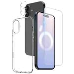 For iPhone 16 Plus NORTHJO 3 in 1 TPU Phone Case with Screen Film and Lens Film(Clear)