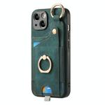 For iPhone XS Max Retro Skin-feel Ring Card Bag Phone Case with Hang Loop(Green)