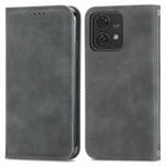 For Motorola Moto Edge 40 Neo Retro Skin Feel Magnetic Flip Leather Phone Case(Grey)