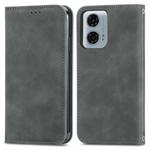 For Motorola Moto G24 Power Retro Skin Feel Magnetic Flip Leather Phone Case(Grey)