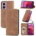 For Motorola Moto  G24 Retro Skin Feel Magnetic Flip Leather Phone Case(Brown)