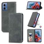 For Motorola  Moto G34 Retro Skin Feel Magnetic Flip Leather Phone Case(Grey)