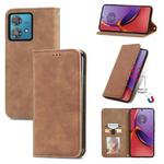 For Motorola Moto G84 Retro Skin Feel Magnetic Flip Leather Phone Case(Brown)
