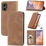 For Motorola Moto G85 Retro Skin Feel Magnetic Flip Leather Phone Case(Brown)