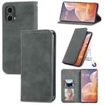 For Motorola Moto G85 Retro Skin Feel Magnetic Flip Leather Phone Case(Grey)