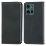 For Motorola Edge 2024 Retro Skin Feel Magnetic Flip Leather Phone Case(Black)