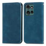 For Motorola Edge 2024 Retro Skin Feel Magnetic Flip Leather Phone Case(Blue)