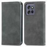 For Motorola Edge 50 Neo Retro Skin Feel Magnetic Flip Leather Phone Case(Grey)