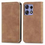 For Motorola Edge 50 Retro Skin Feel Magnetic Flip Leather Phone Case(Brown)