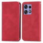 For Motorola Edge 50 Retro Skin Feel Magnetic Flip Leather Phone Case(Red)