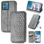 For Motorola Edge 40 Neo Cubic Grid Pressed Magnetic Leather Phone Case(Grey)