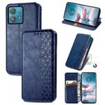 For Motorola Edge 40 Neo Cubic Grid Pressed Magnetic Leather Phone Case(Blue)