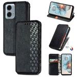 For Motorola Moto G24 Power Cubic Grid Pressed Magnetic Leather Phone Case(Black)