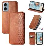 For Motorola Moto G24 Power Cubic Grid Pressed Magnetic Leather Phone Case(Brown)