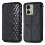 For Motorola Moto Edge 40 5G Cubic Grid Pressed Magnetic Leather Phone Case(Black)