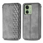 For Motorola Moto Edge 40 5G Cubic Grid Pressed Magnetic Leather Phone Case(Grey)