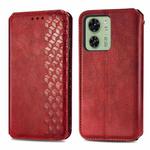 For Motorola Moto Edge 40 5G Cubic Grid Pressed Magnetic Leather Phone Case(Red)
