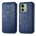 For Motorola Moto Edge 40 5G Cubic Grid Pressed Magnetic Leather Phone Case(Blue)