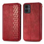 For Motorola Moto G14 Cubic Grid Pressed Magnetic Leather Phone Case(Red)